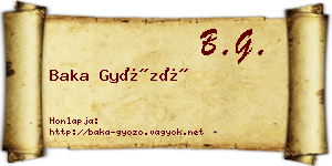 Baka Győző névjegykártya
